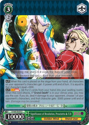 Significance of Resolution, Prosciutto & T.D (JJ/S66-E039 U) [JoJo's Bizarre Adventure: Golden Wind]