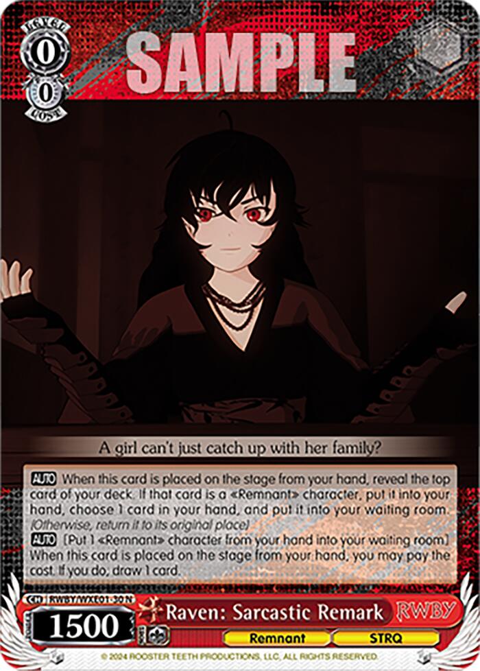 Raven: Sarcastic Remark (RWBY/WXE01-30 N) [RWBY: Premium Booster]