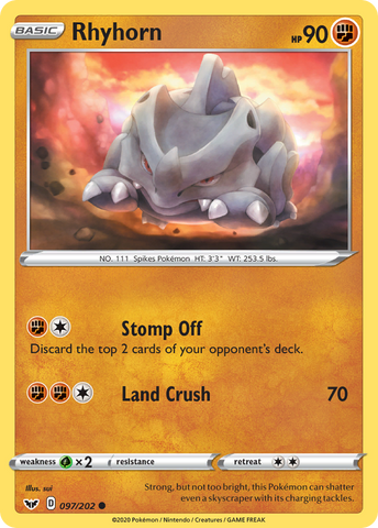 Rhyhorn (097/202) [Sword & Shield: Base Set]